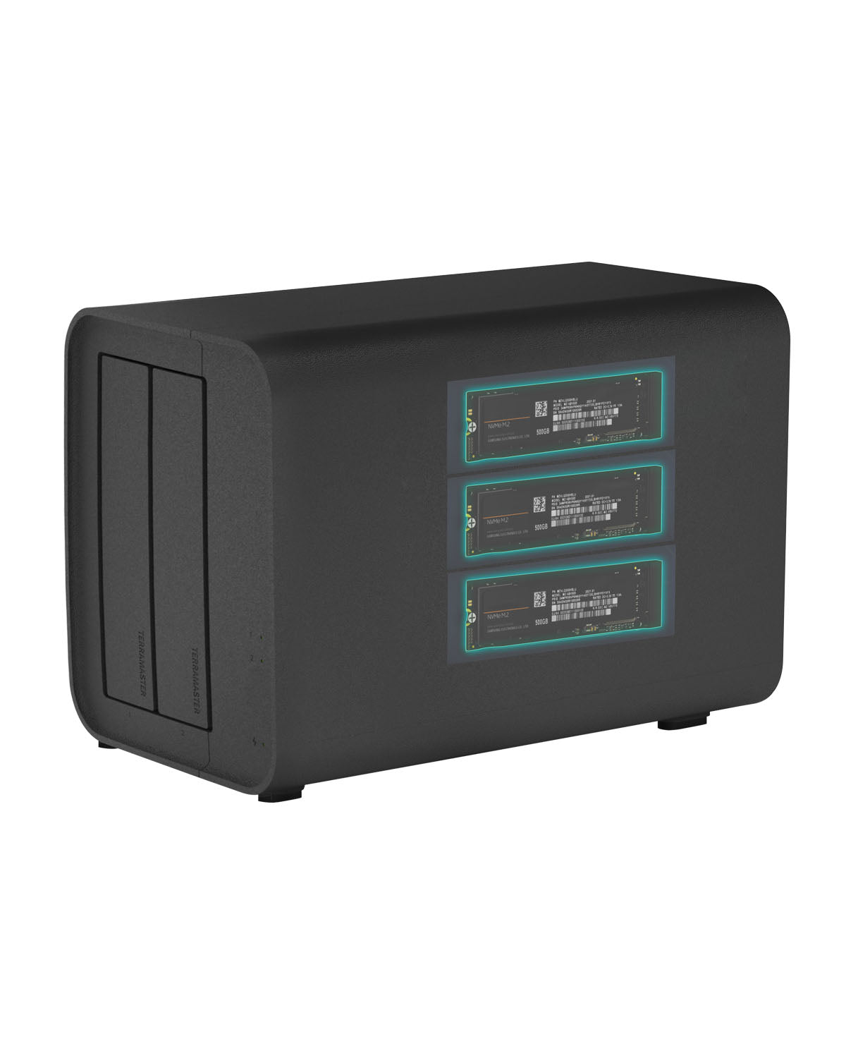 TERRAMASTER D5 混合 HDD NVMe SSD 外壳 - USB 3.2 Gen2 X2 20Gbps C 型 5 托架 USB3.2 混合磁盘外壳支持 RAID 0/1/单/JBOD 独有 2+3 RAID 混合磁盘阵列（无盘）