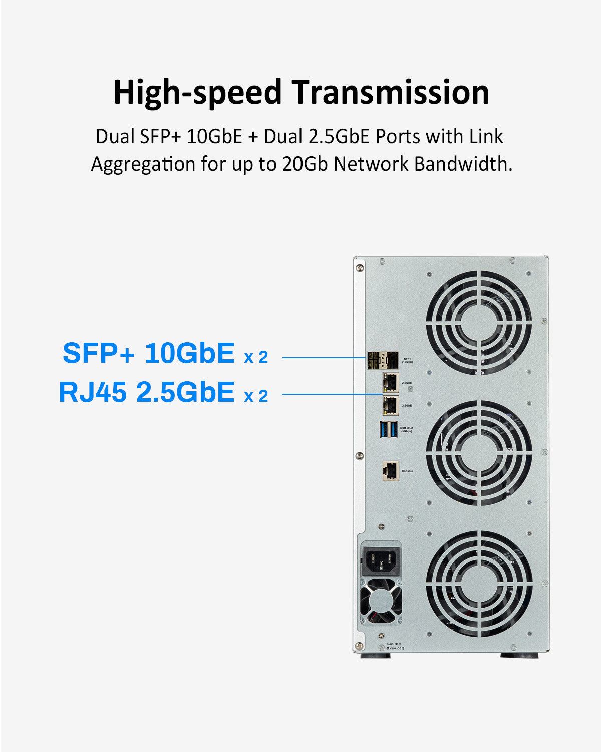 T12-450 12Bay 10Gb Dual SFP+ 10GbE Interfaces & Dual 2.5GbE Ports NAS Storage