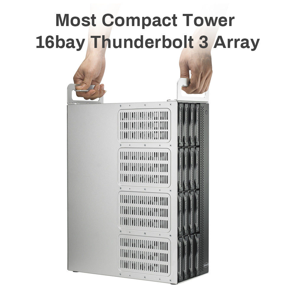 TERRAMASTER D16 Thunderbolt 3（D16-331）最紧凑的专业级 16 托架塔式 Thunderbolt3 硬件 RAID 外壳支持 RAID 0/1/5/6/10/50 外部硬盘 RAID 存储（无盘） 